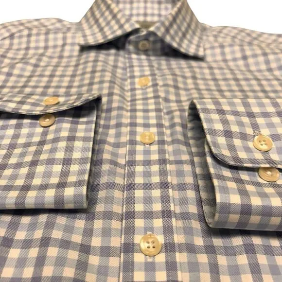 Twillory Safe Cotton Shirt Men's 16 32/33 Blue Tailored Fit Dress Business - Picture 5 of 8